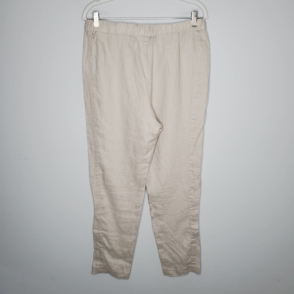 ELLEN TRACY Cream 100% Linen Drawstring Jogger Pants Sz Medium M - Picture 6 of 7